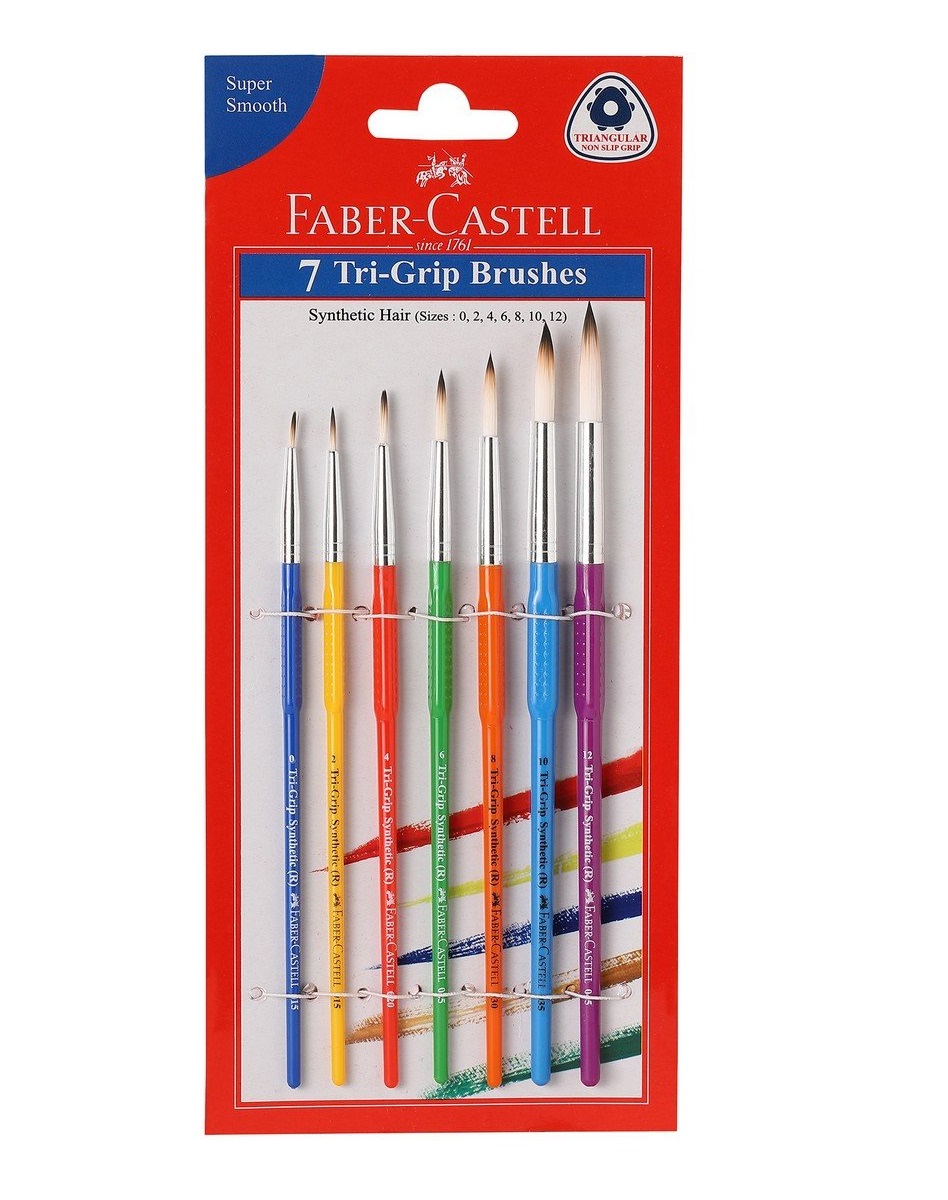 Faber-Castell Tri-Grip Brush - Round, Pack of 7 (Assorted)