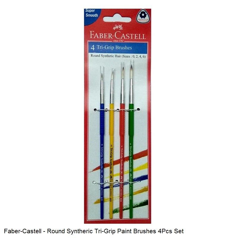 Faber-Castell Tri-Grip Brush - Round, Pack of 4 (Assorted)