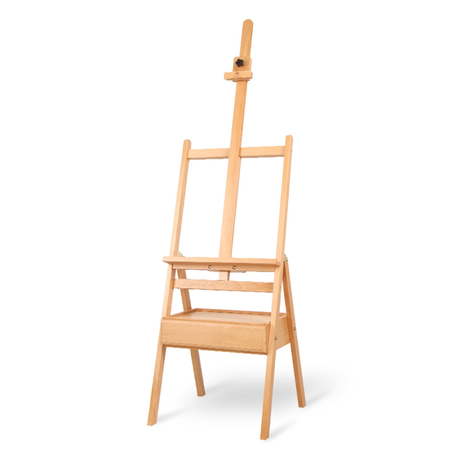 Wooden Studio Floor Easel Stand - Adjustable H-Frame Beachwood Artist/Painting Floor Easel Set with 