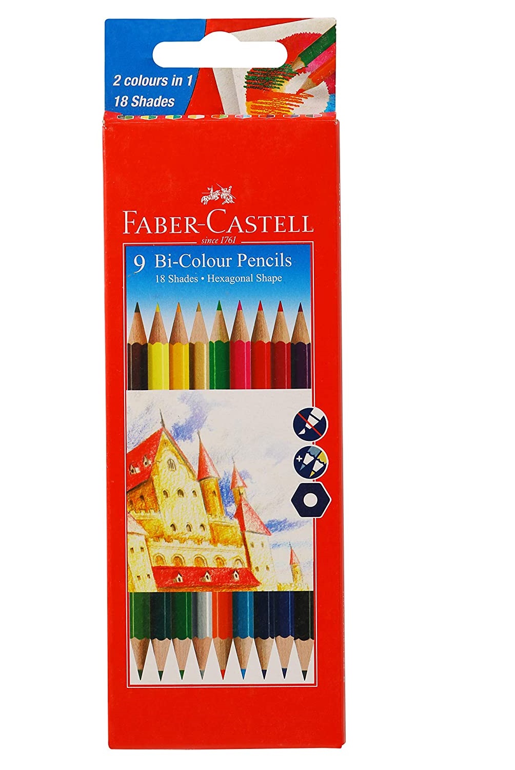 Faber-Castell Bi-Color Pencil Set - Pack of 9 (Assorted)