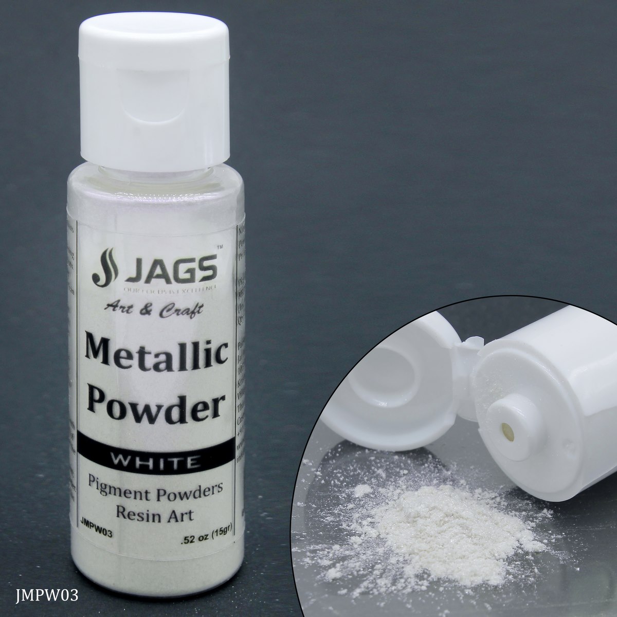 Jags Metallic Powder White 15Gms JMPW03