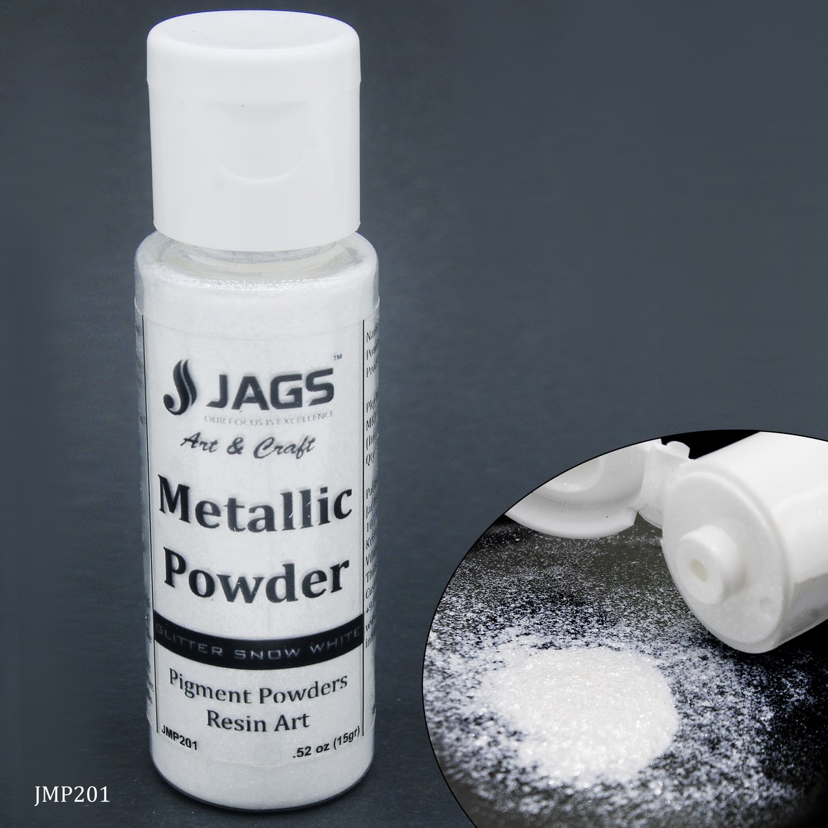 Jags Metallic Powder Gilt Snow White 15Gms JMP201