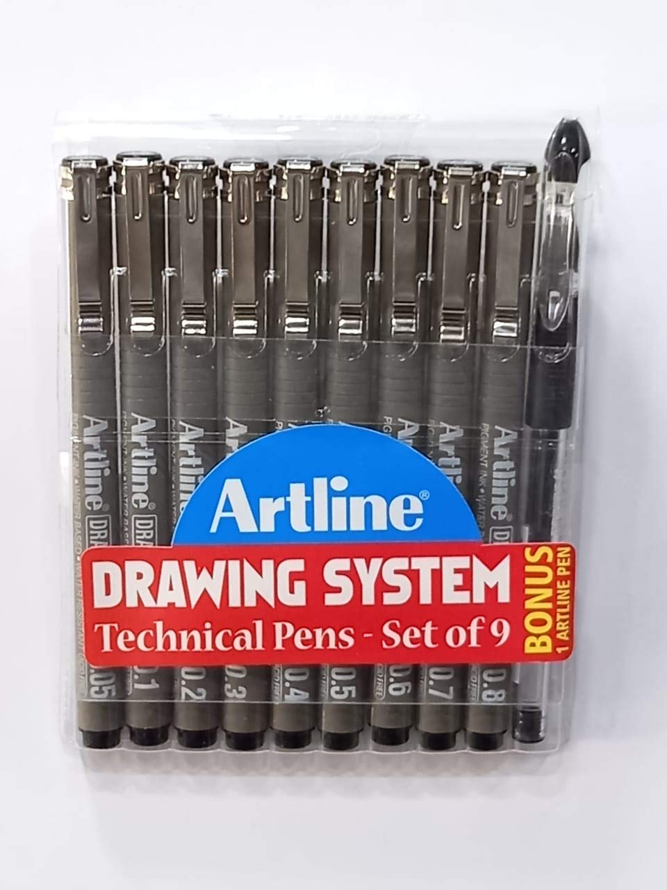Artline Architect Grade Drawing Pens Technical Fineliner (Black) - Pack 9