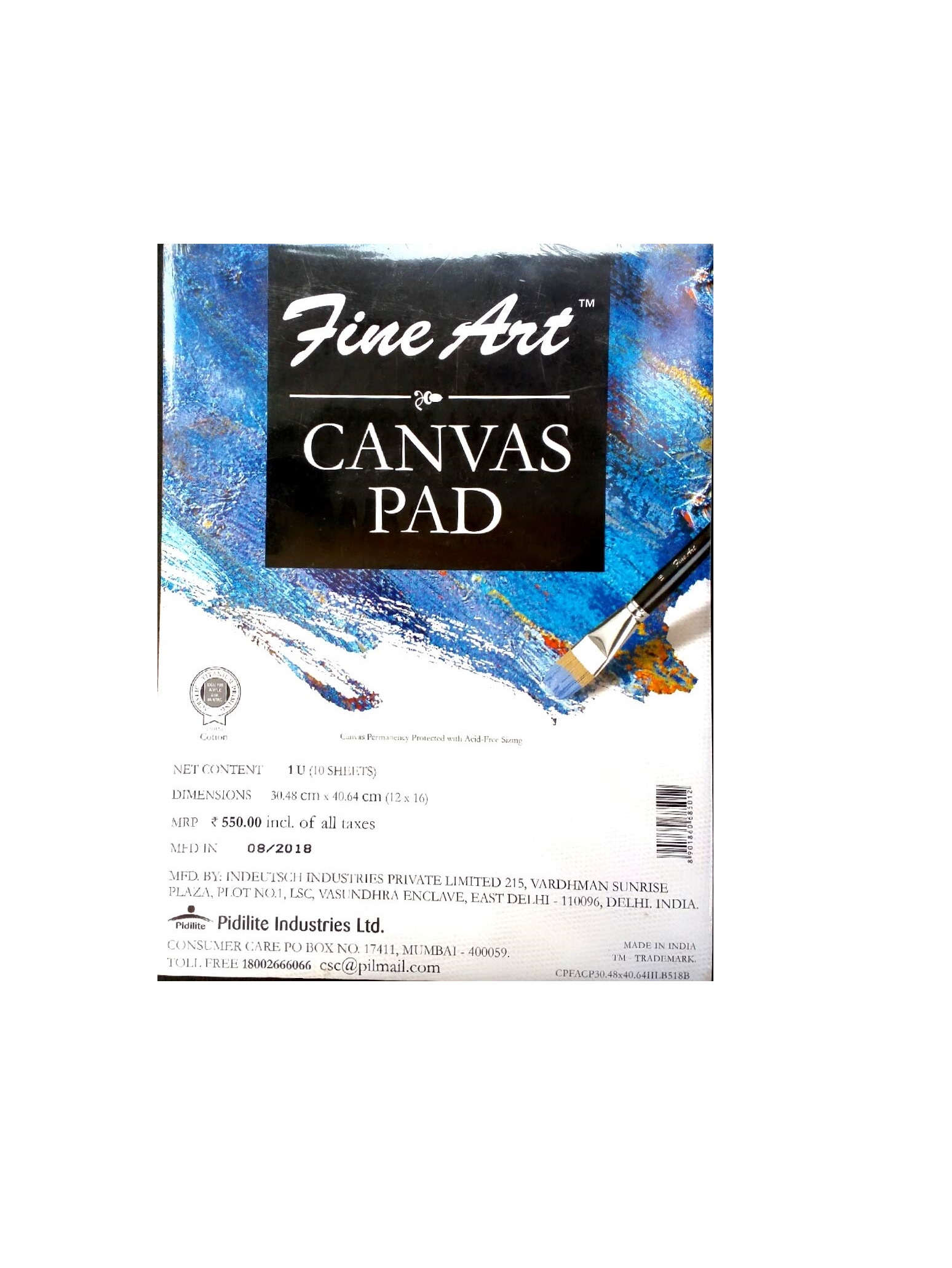 Fine Art Cotton Acrylic Painting Canvas Pad (12 X 16 Inch)