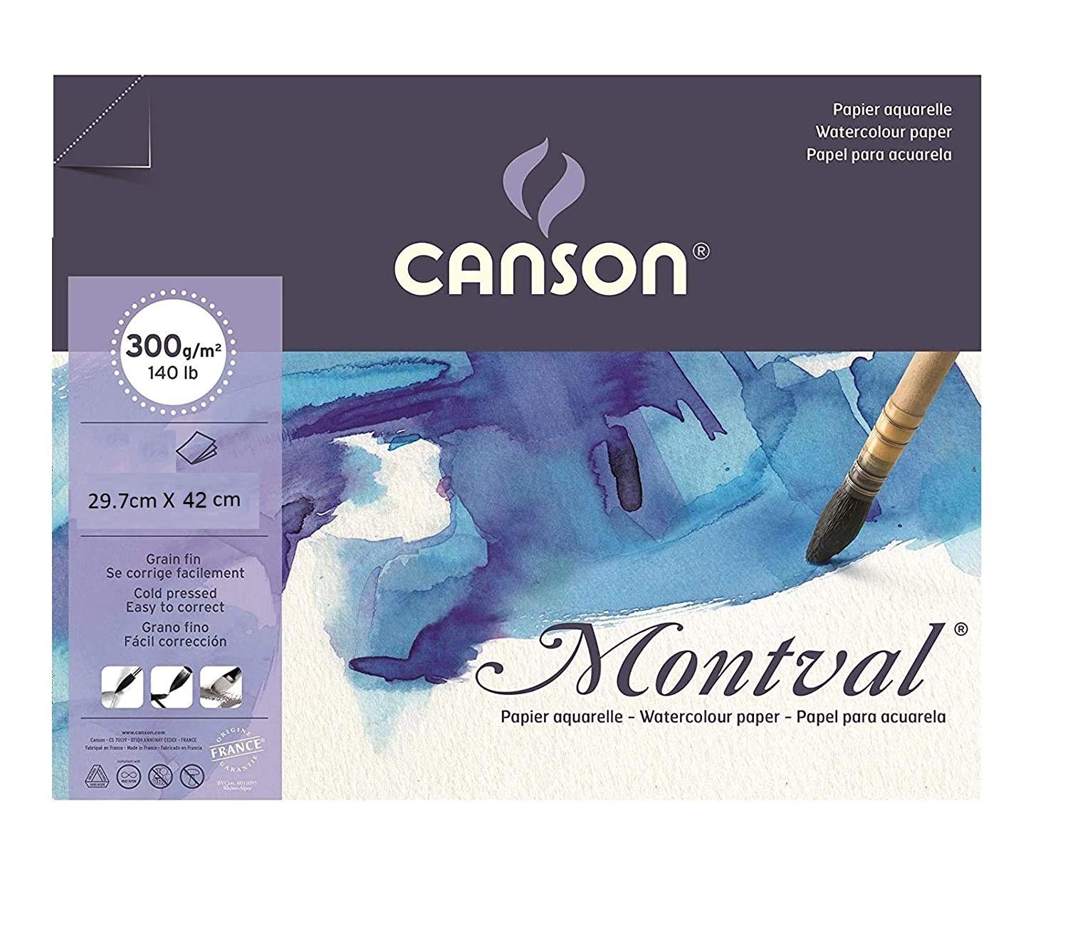 Canson Montval 300 GSM A3 Pack of 5 Fine Grain Sheets