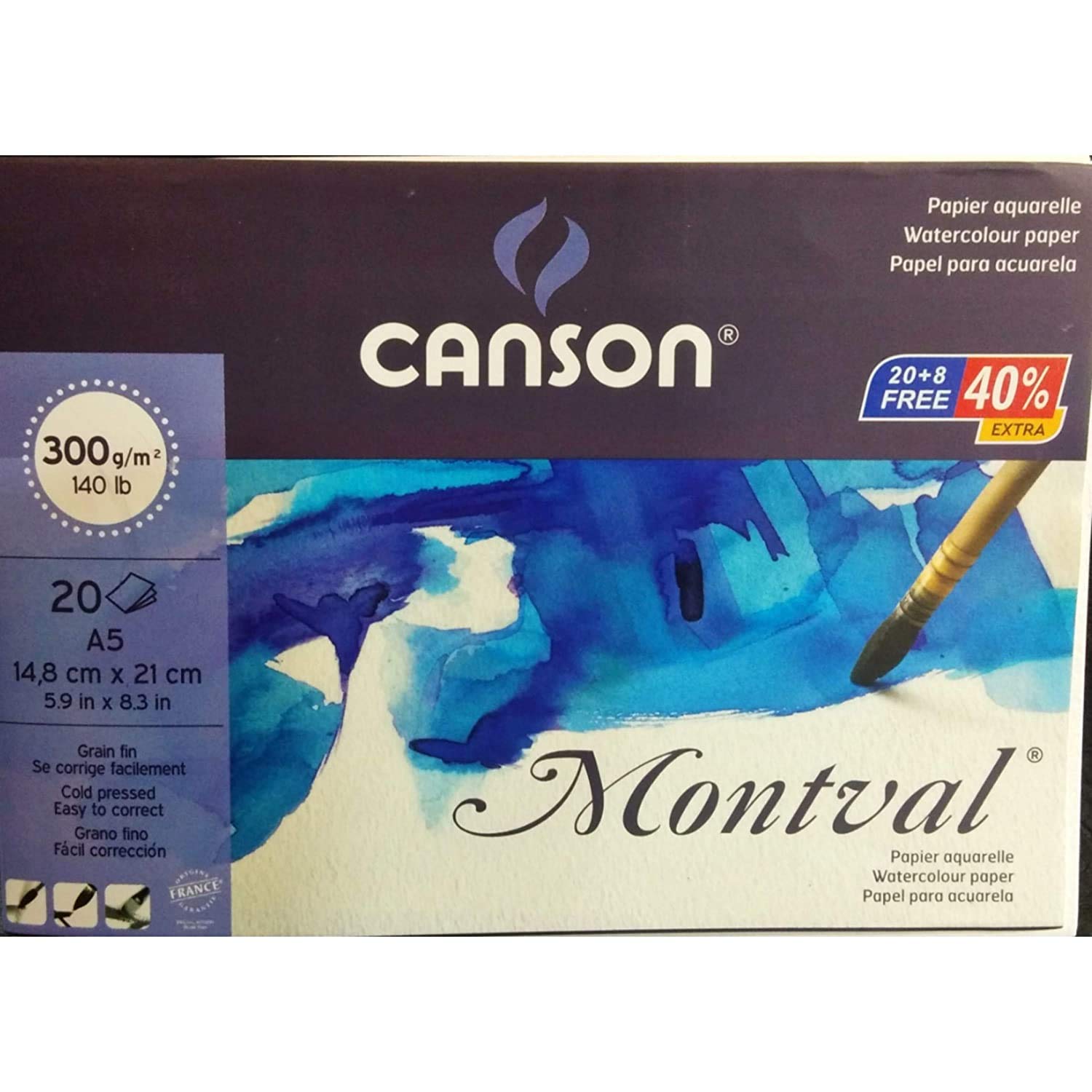 Canson Montval 300 GSM A5 Pack of 20 Fine Grain Sheets