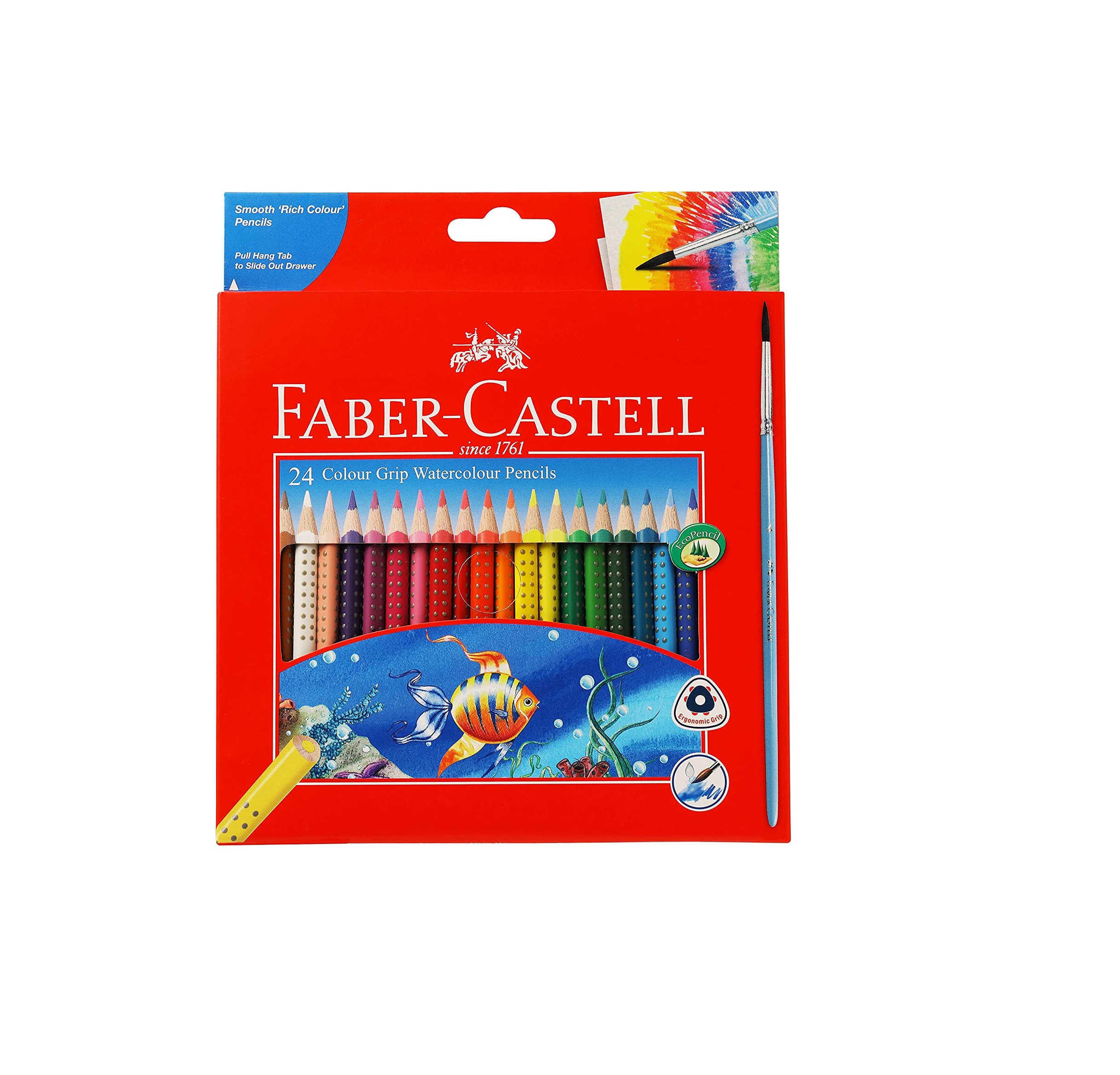 Faber-Castell Colour Grip Set 18 Matite Colorate - Triangolari Con Soft Grip - Acquerellabili E Temperino Incluso