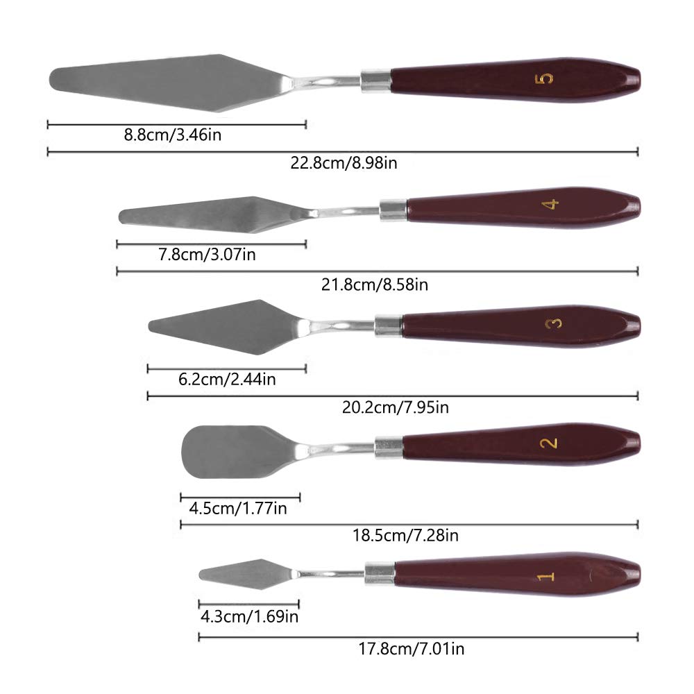Arishto Set of 5 Painting Knives of Various Sizes & Shapes