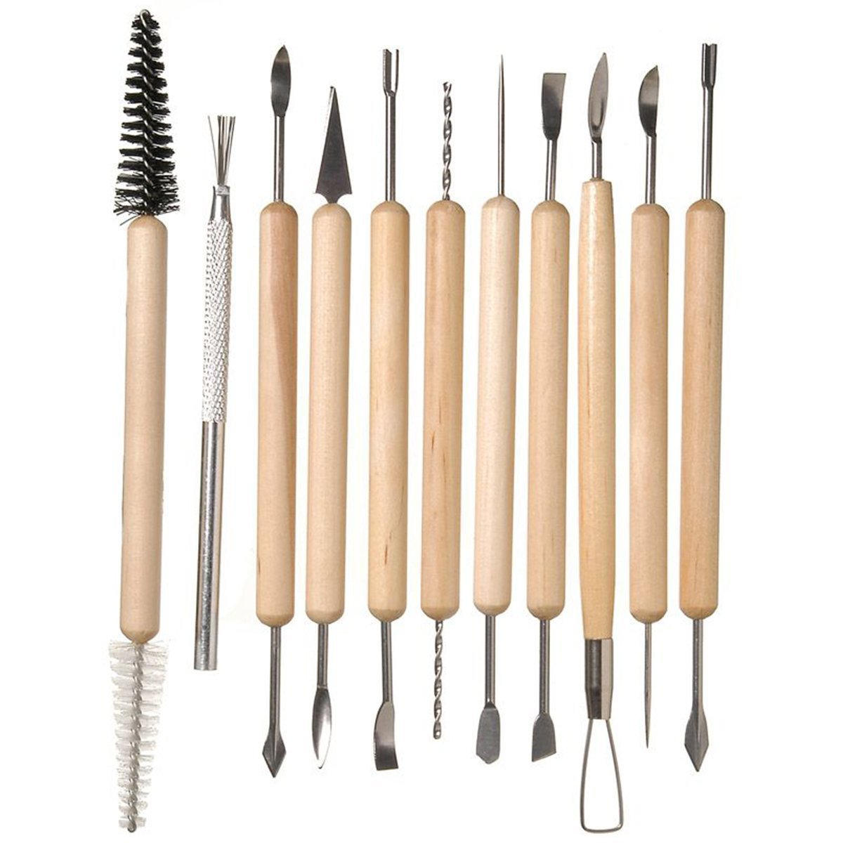 Chrome Ceramic 11 Pcs Wooden Handle Pottery Tool Kit