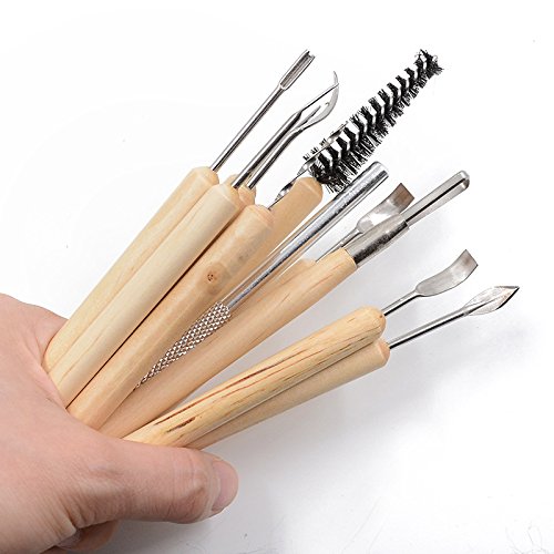 Chrome Ceramic 11 Pcs Wooden Handle Pottery Tool Kit