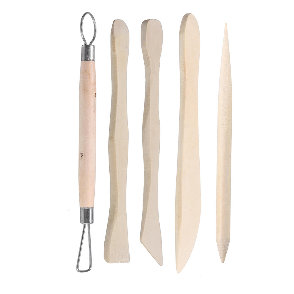 Wooden Handle Pottery Ceramics/Clay DIY Tools Set 5PCS