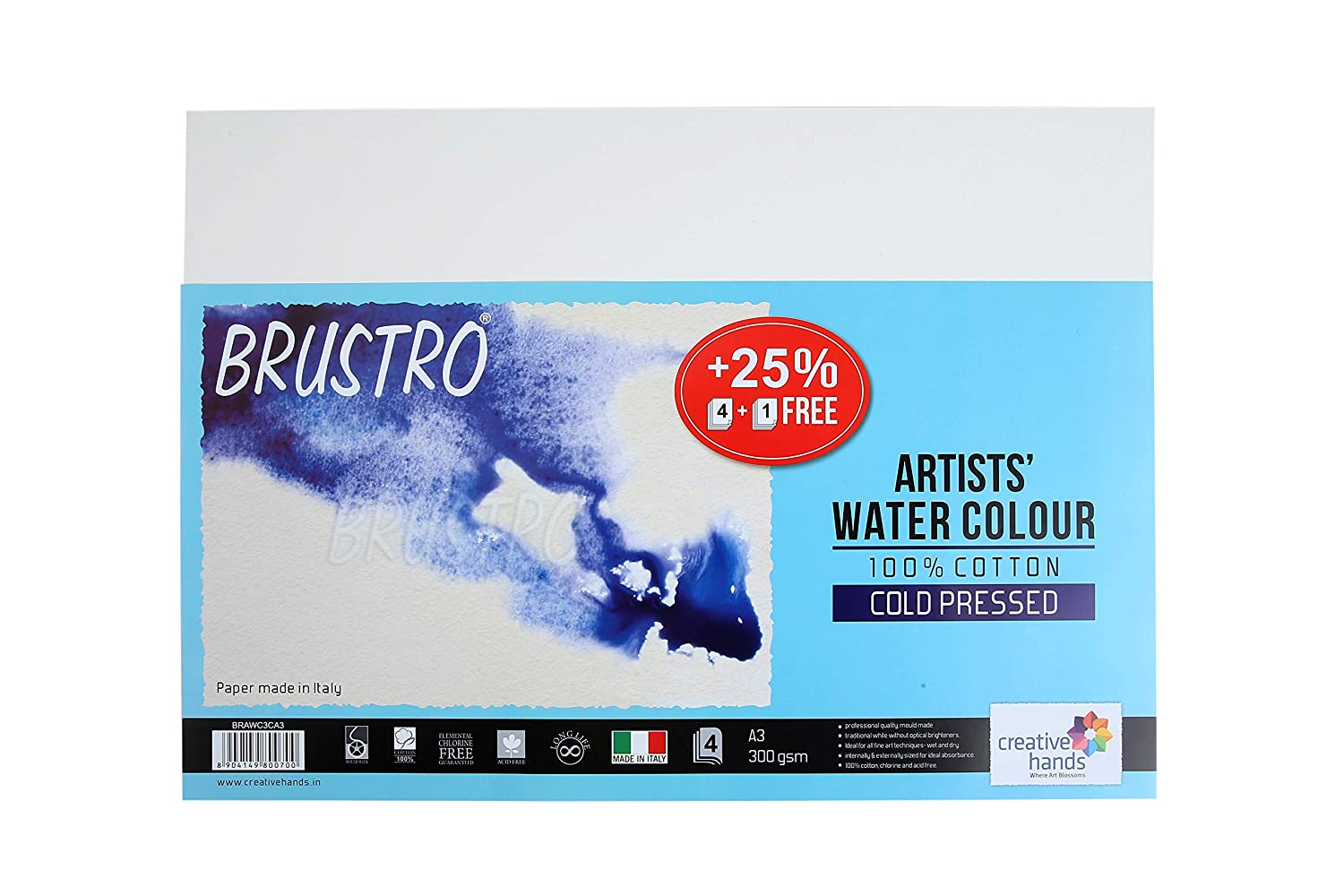 Brustro 100% Cotton Artists' Watercolour Paper 300 GSM Cold Pressed A3 