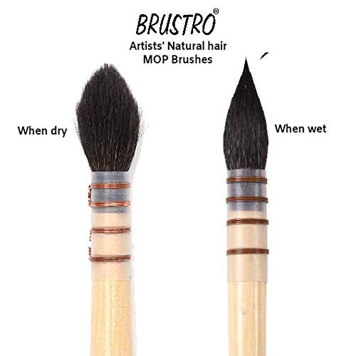 BRUSTRO Artists' Natural Hair MOP Brush Set of 4 (0, 2, 4, 8)