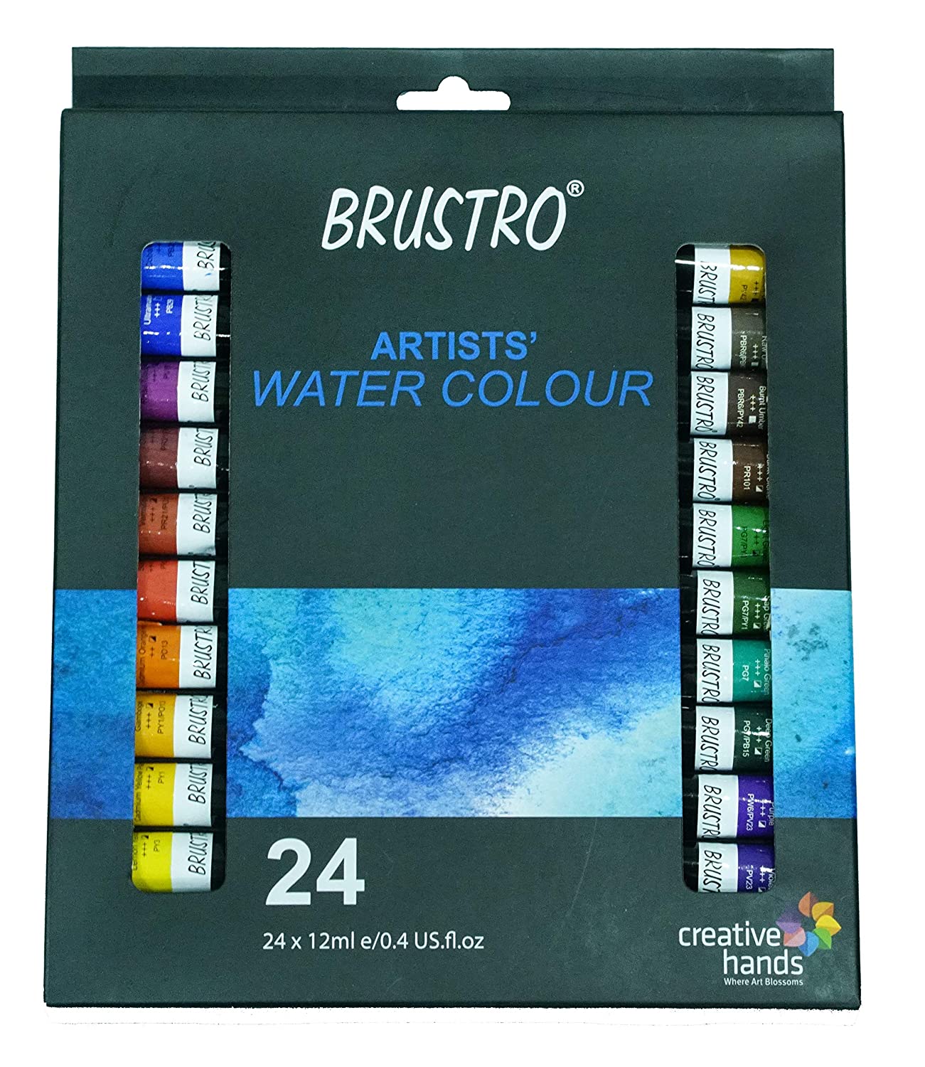 BRUSTRO Artists Watercolour Set of 24 Colours X 12ML Tubes