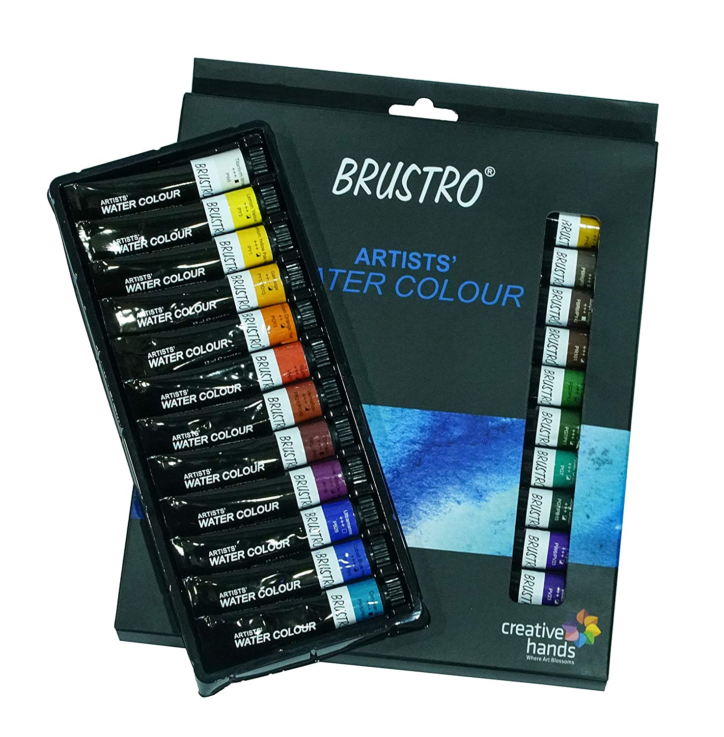 BRUSTRO Artists Watercolour Set of 24 Colours X 12ML Tubes