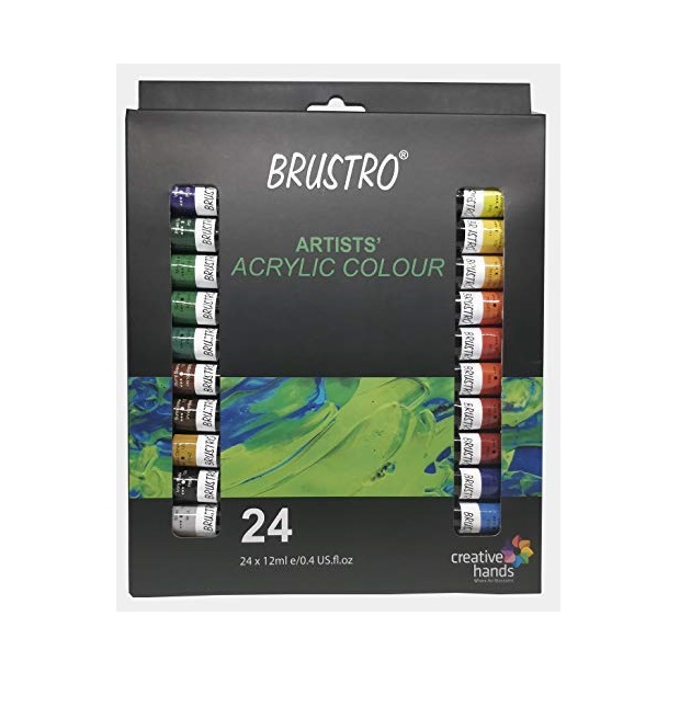 BRUSTRO Artists Acrylic Colour Set of 24 Colours X 12ML Tubes