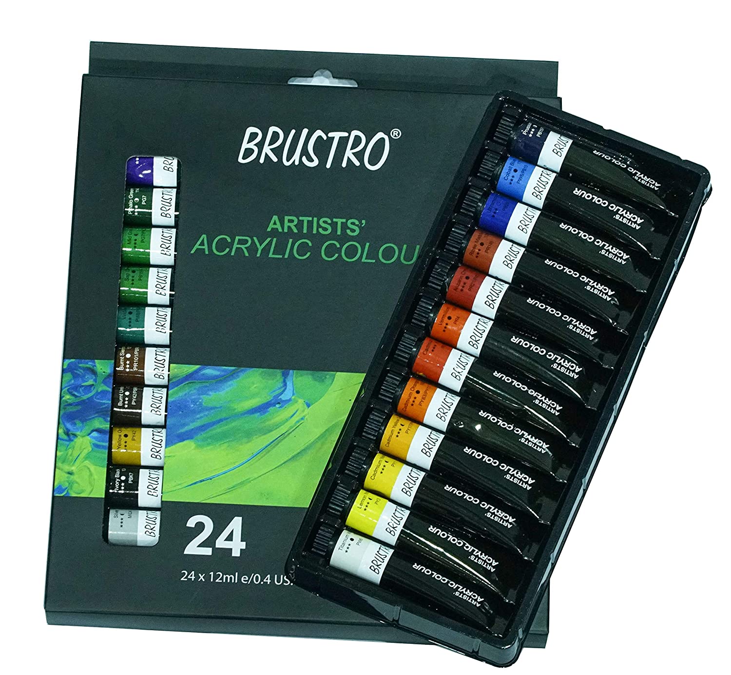 BRUSTRO Artists Acrylic Colour Set of 24 Colours X 12ML Tubes