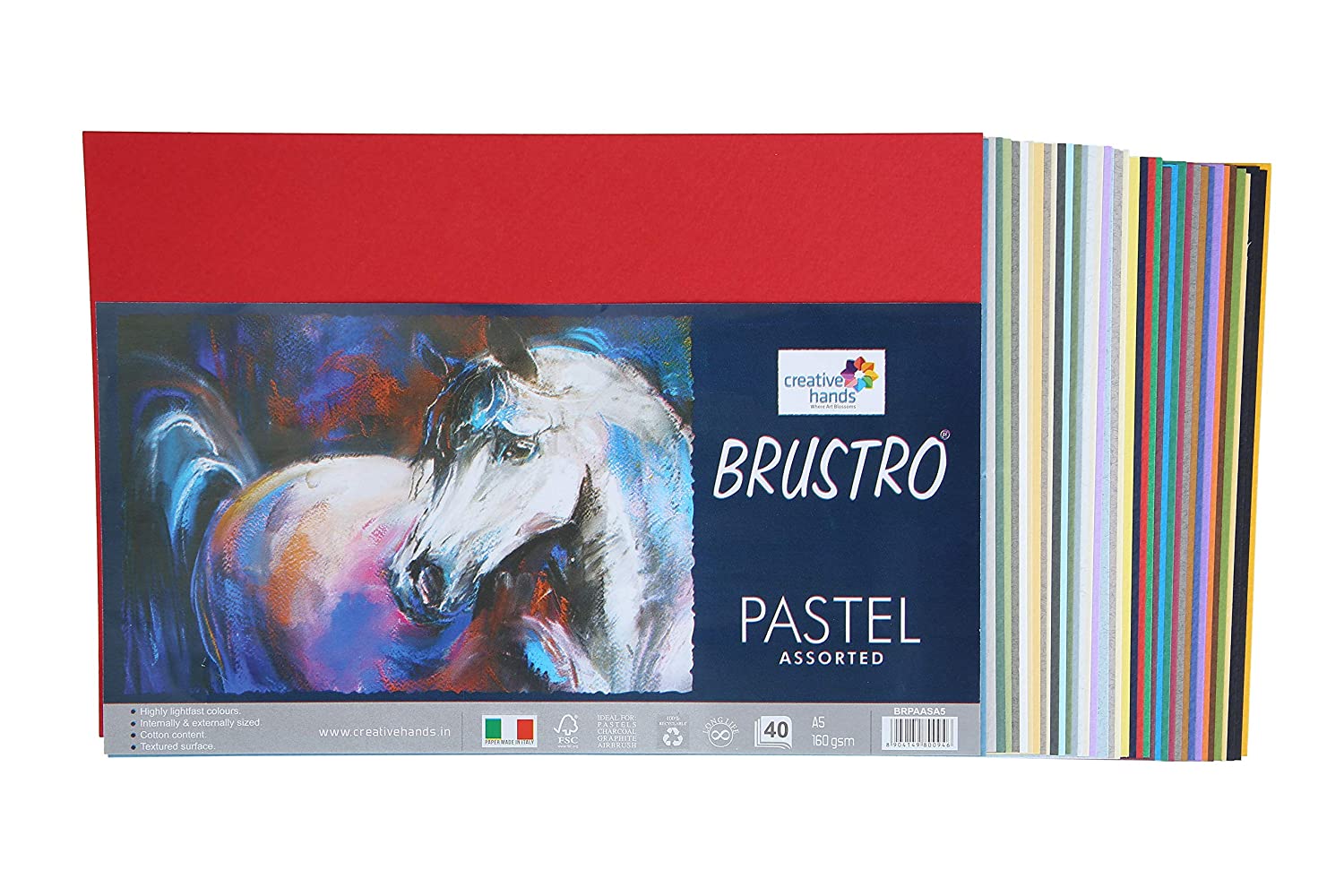 Brustro Artist's Pastel Papers 160 GSM A5 Bright & Soft Shades Assorted (40 Sheets)