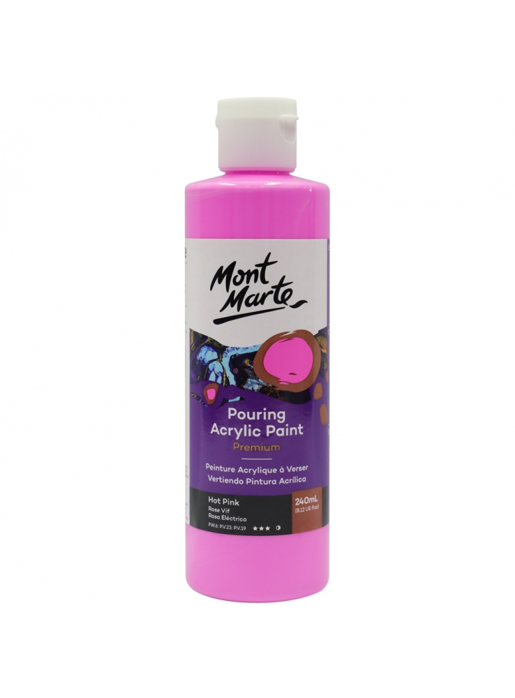 Mont Marte Premium Pouring Acrylic Paint 240ml (8.12oz) - Hot Pink