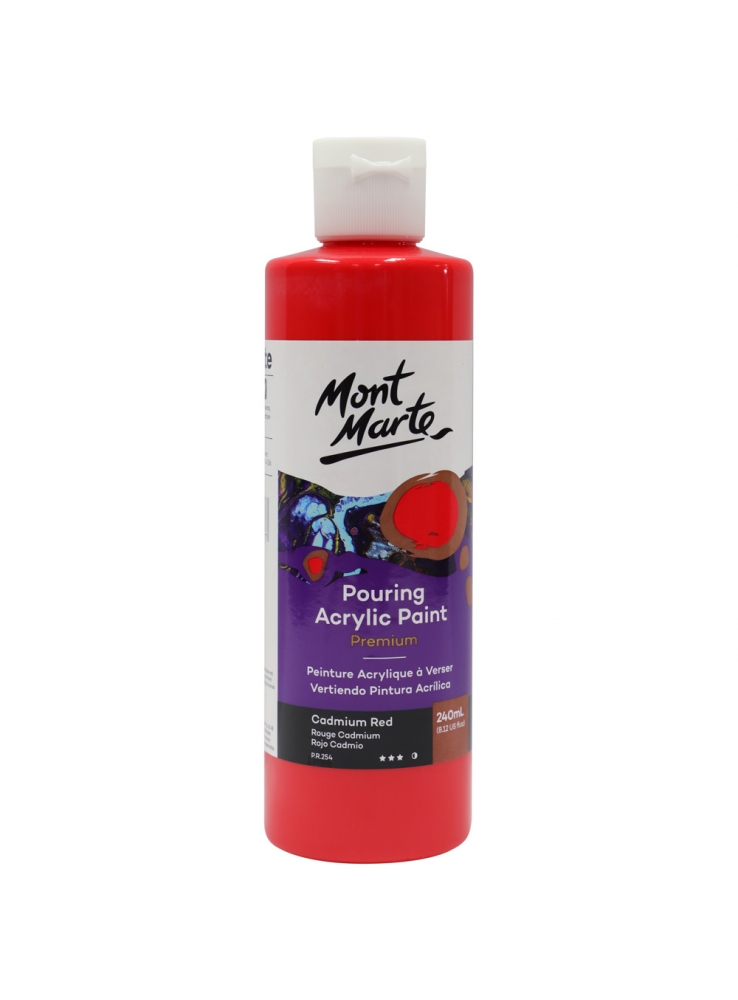 Mont Marte Premium Pouring Acrylic Paint 240ml (8.12oz) - Cadmium Red