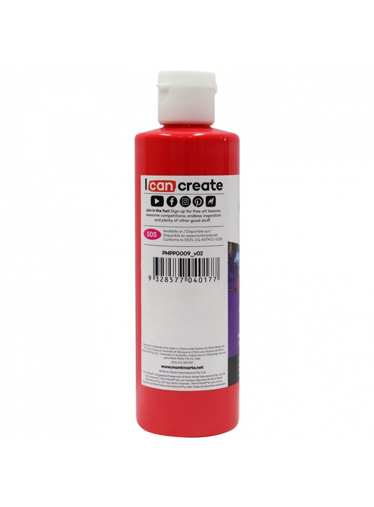 Mont Marte Premium Pouring Acrylic Paint 240ml (8.12oz) - Cadmium Red