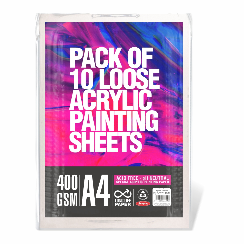 Brustro Artists Acrylic Paper 400 GSM A3 (Pack of 5 + 1 Sheets), Acid Free,  Ideal for Acrylic Painting. Also Suitable for Oil & Tempera