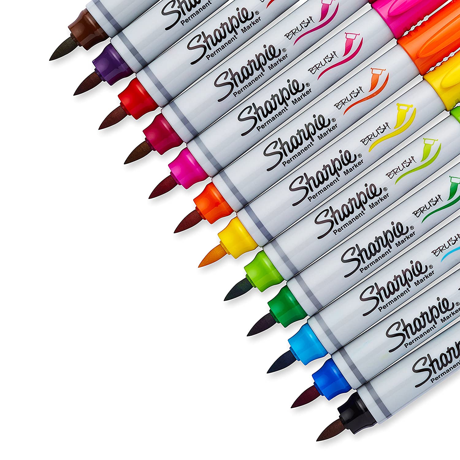 Sharpie Brush-Tip Permanent Markers, Assorted Colors (1810704)(Pack of 12)