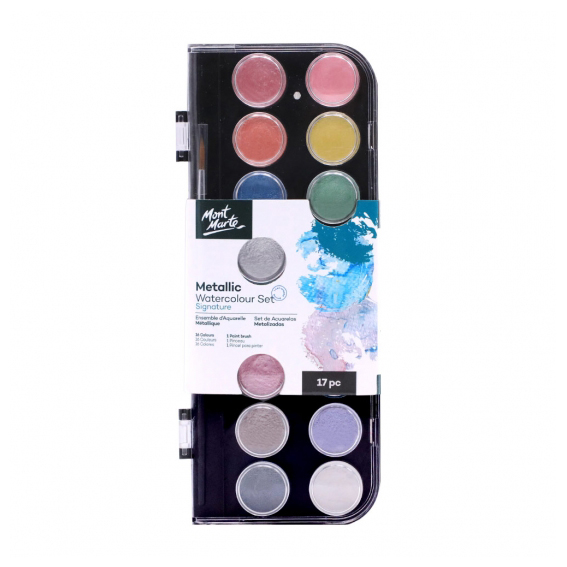 Mont Marte Signature Metallic Watercolour Cake Set 17pc