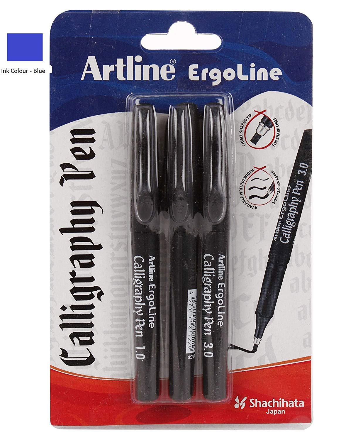 Artline Ergoline Calligraphy Pen Blue (pack of 3)