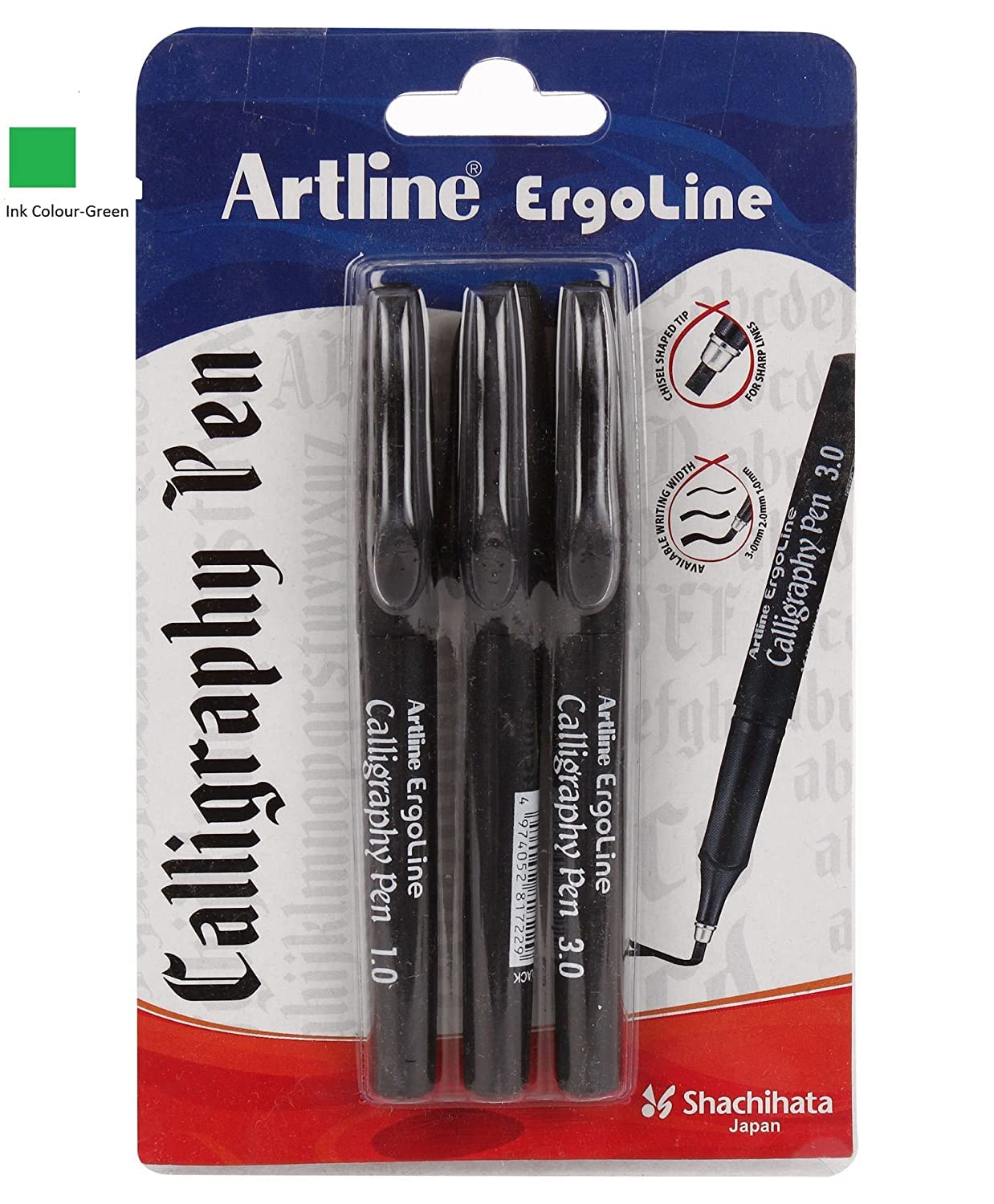 Artline Ergoline Calligraphy Pen Green (pack of 3)