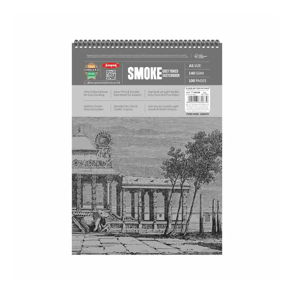 Anupam Smoke Grey Toned Wire-O Sketchbook (140 GSM) A5