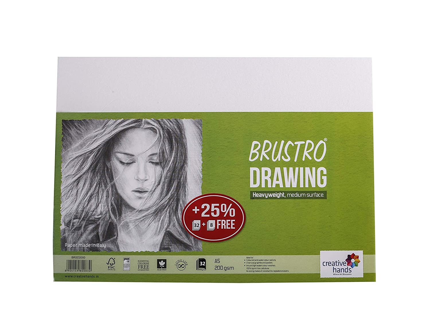 Brustro Sketching and Drawing Papers 200 GSM A5, 32 + 8 Free Sheets 