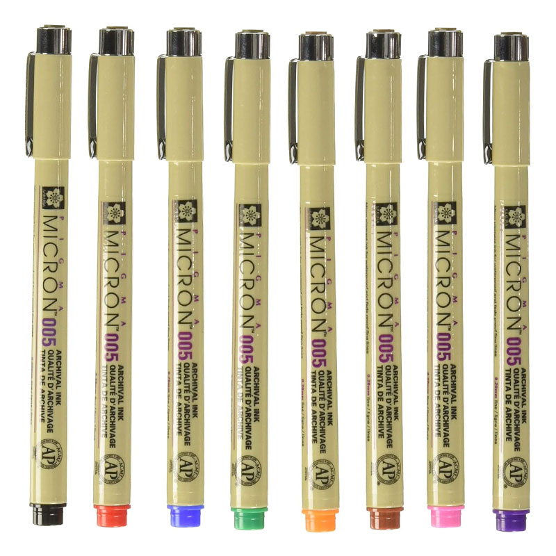 Sakura Pigma Micron Pen Set of 8 Assorted Colours