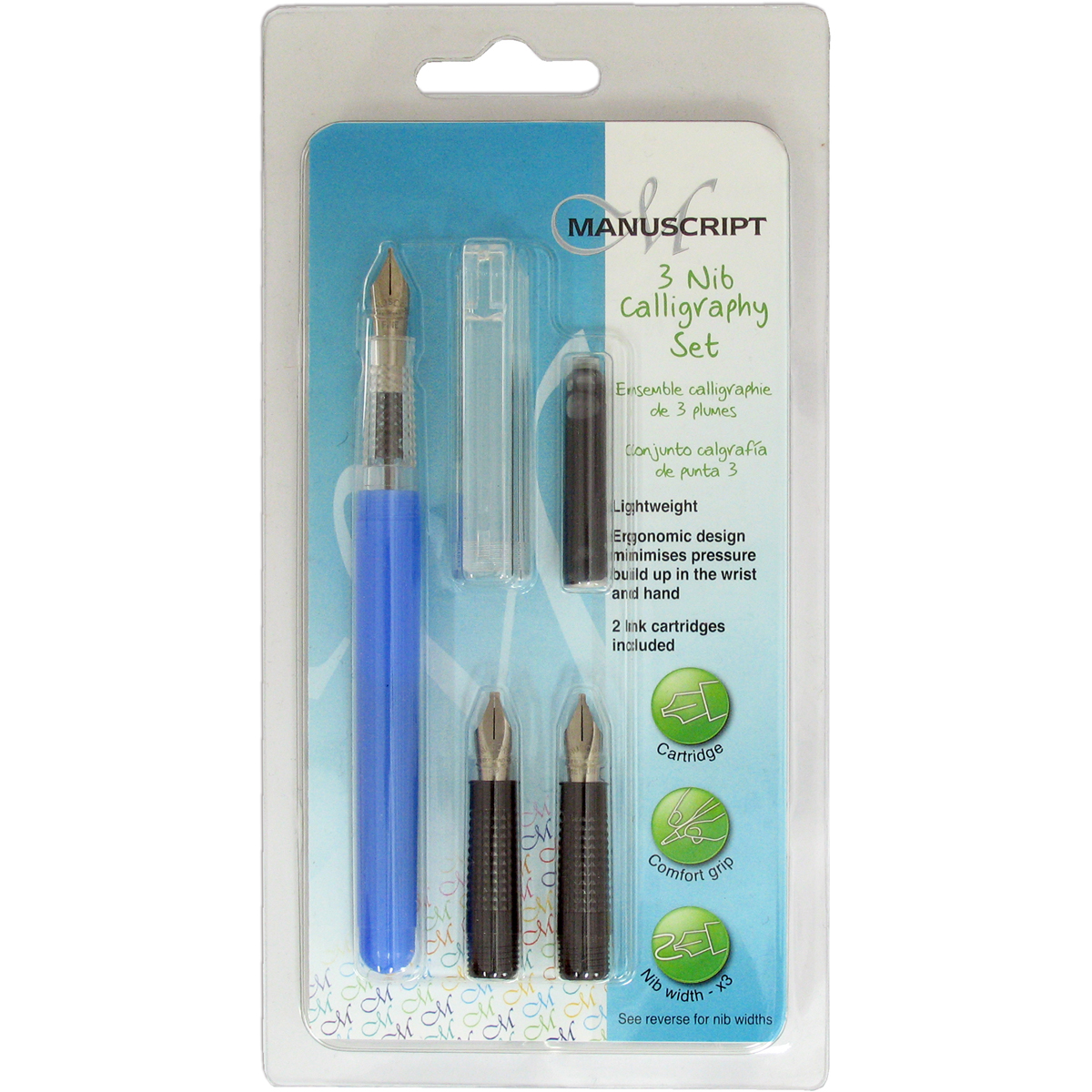 Manuscript Creative Calligraphy 3 Nib Set - F / M / 2B Blue