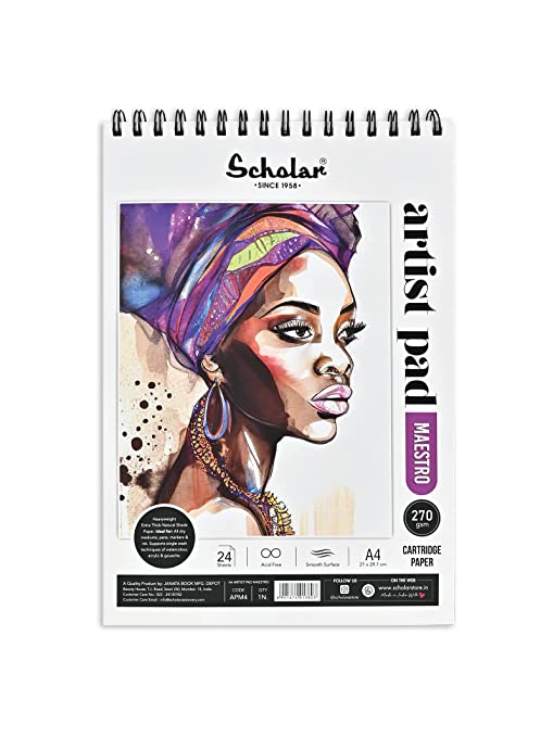 Scholar 270 GSM Artist Pad - Maestro (Wire Bound, 24 Sheets) (A3,A4,A5)