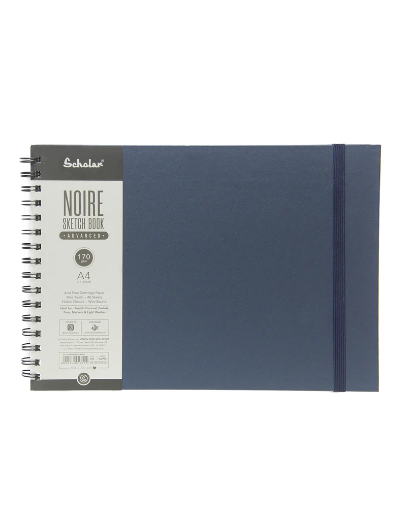 Scholar A4, A5 Noire Sketchbook - Advanced (Blue, 170 Gsm, Wire Bound) (AJW4-2 B)