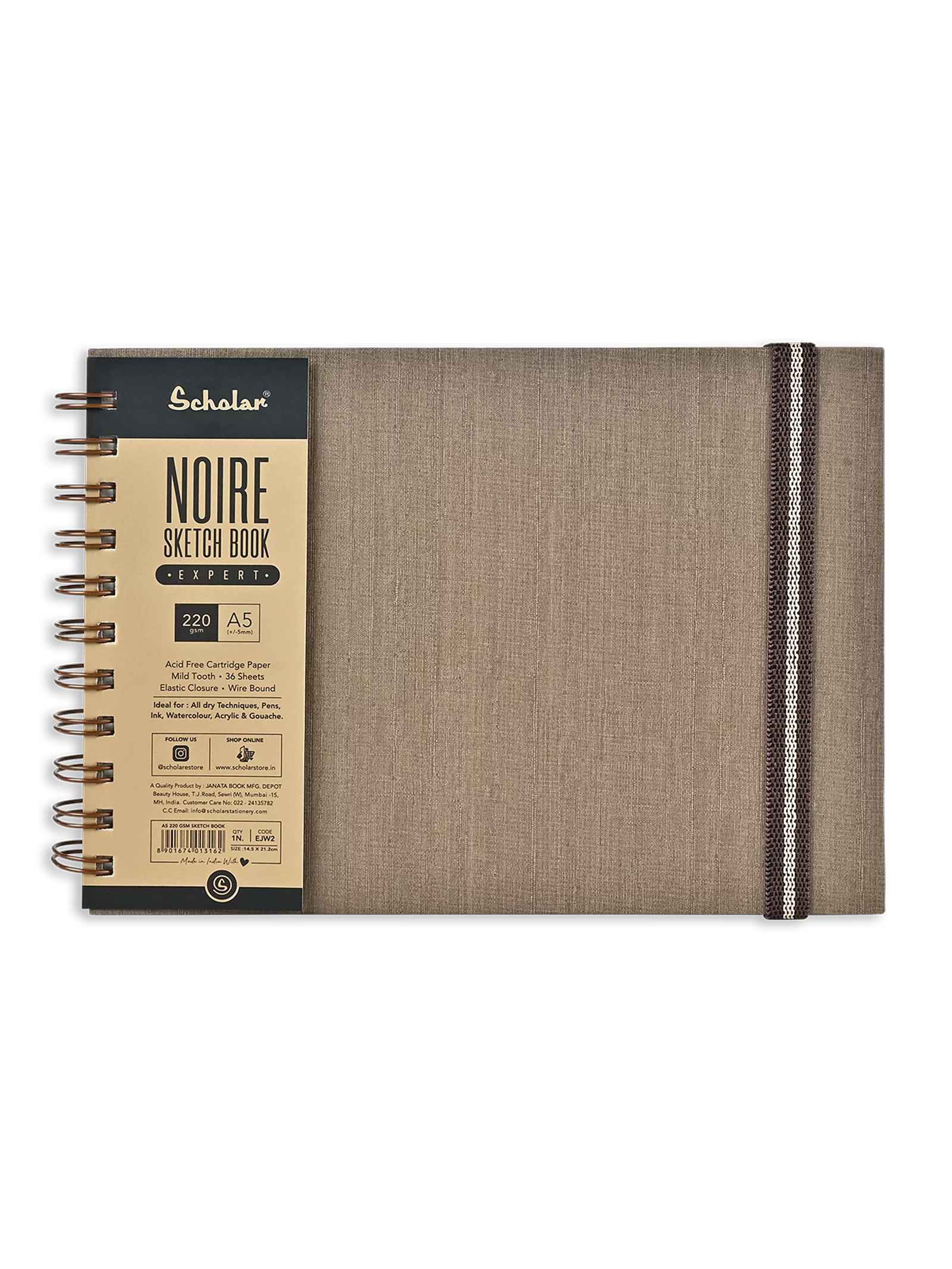 SCHOLAR A5 Sketch Book - NOIRE EXPERT | 36 Sheets | 220 gsm EJW2