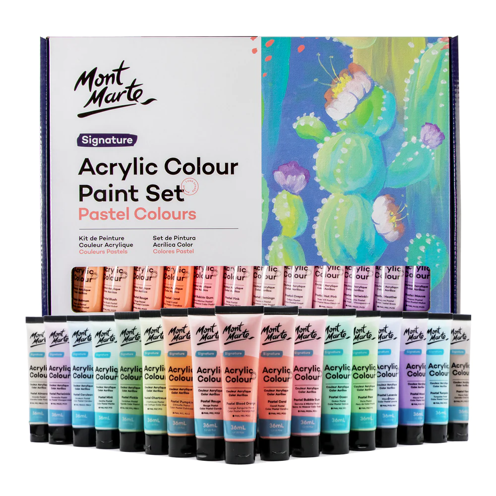 MONT MARTE Acrylic Colour Pastel Paint Set Signature 12pc - 48pc 36ml