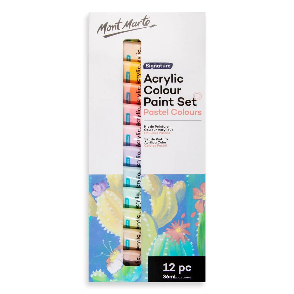 MONT MARTE Acrylic Colour Pastel Paint Set Signature 12pc - 48pc 36ml