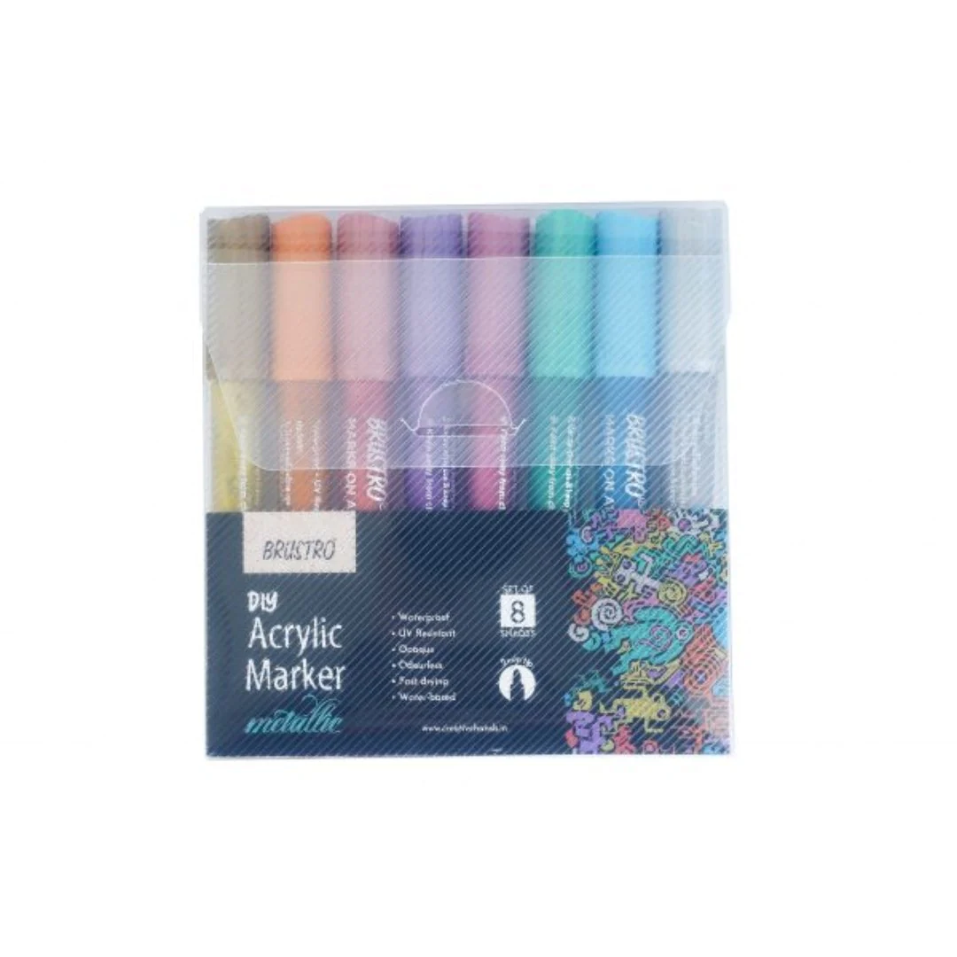 Brustro Metallic Acrylic DIY Marker Set of 8 Shades