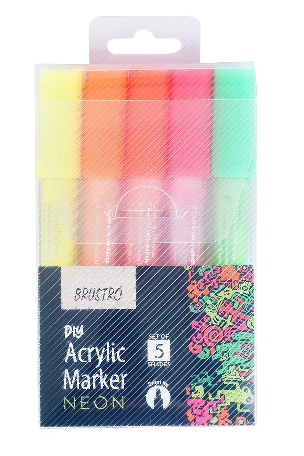 Brustro Diy Acrylic Marker Neon Set 5 Shades