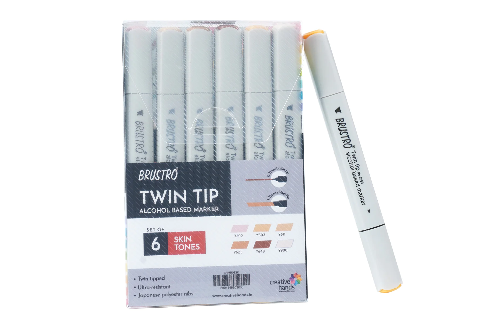 Brustro Twin Tip Marker Set Of 6 (Skin)	