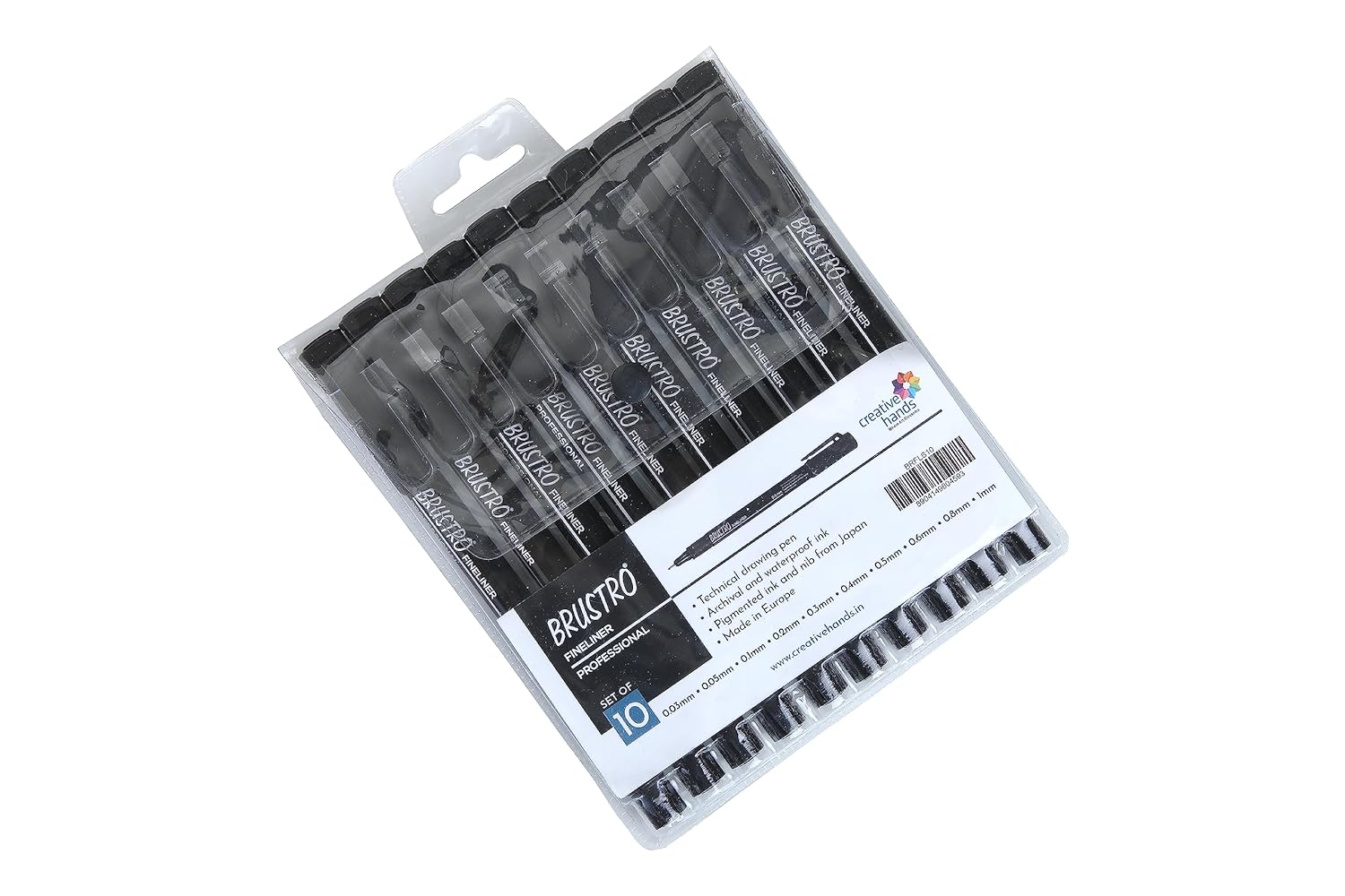 BRUSTRO Professional Pigment Based Fineliner - Set of 10 (Black)