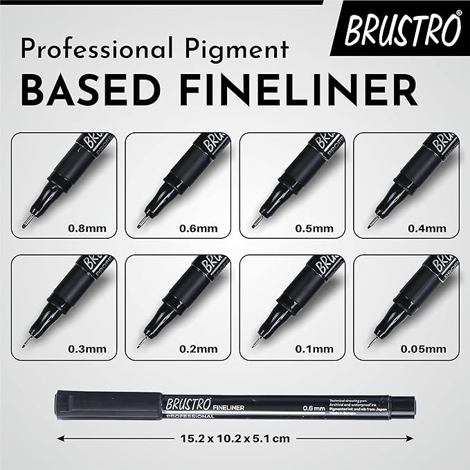 BRUSTRO Professional Pigment Based Fineliner - Set of 6