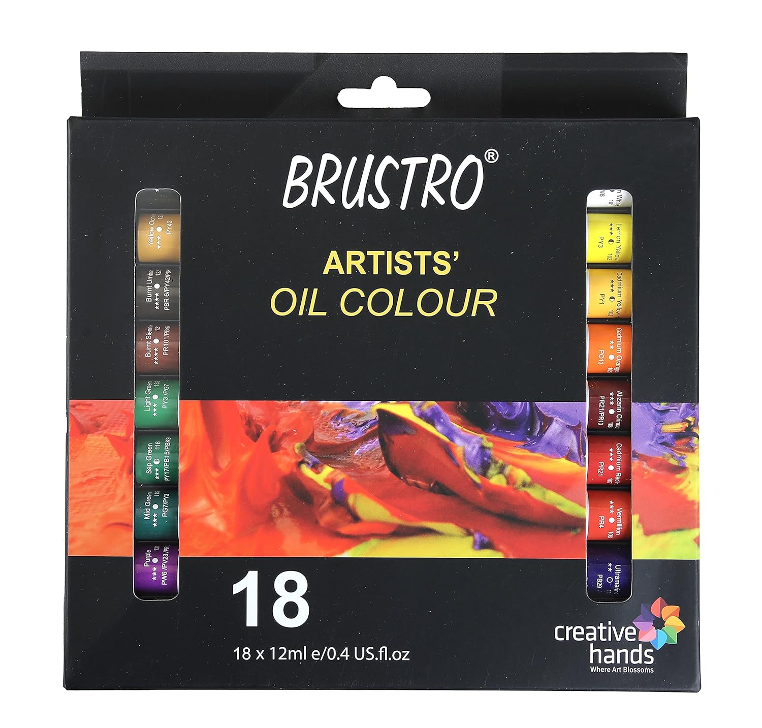 BRUSTRO Artists Oil Colour Set of 18 Colours x 12ML Tubes