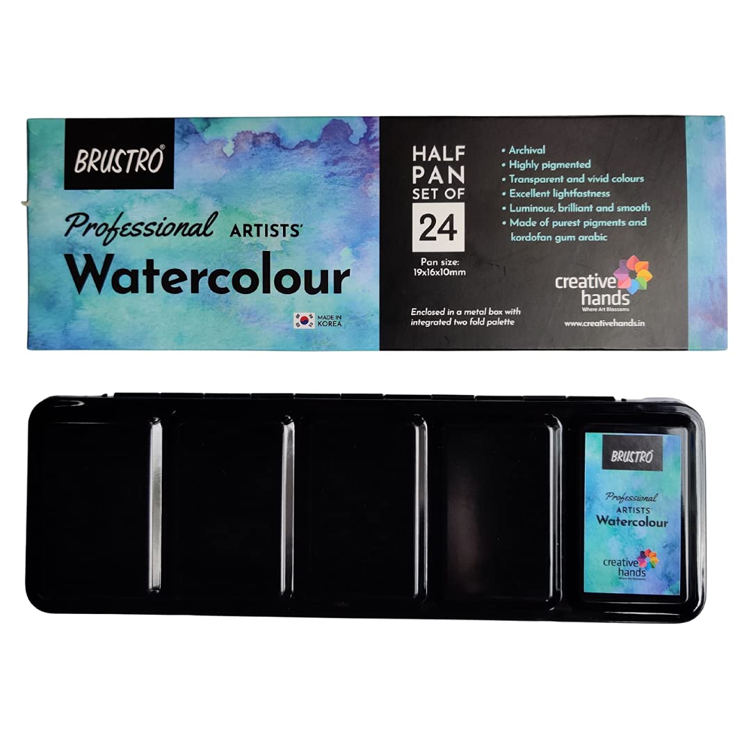 Brustro Professional Artist Watercolour Half Pan Set Of 24