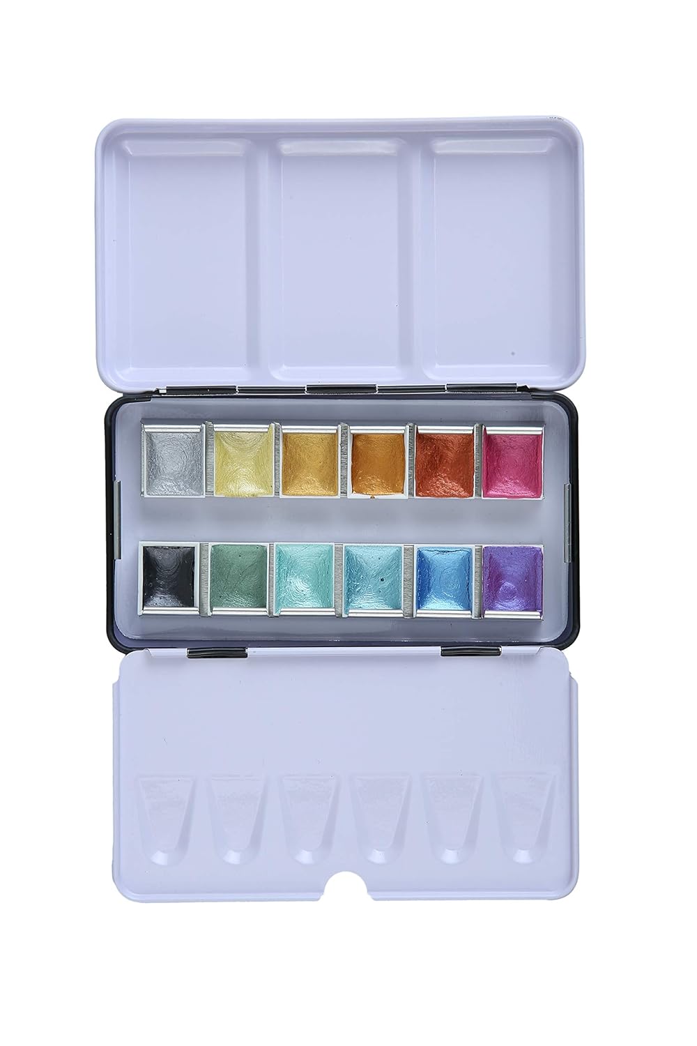 Brustro Metallic Watercolour Half Pans Set of 12