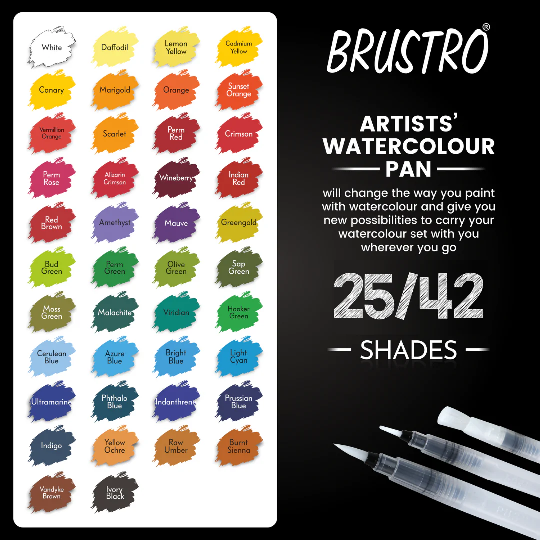 Brustro Artists Watercolour Pan Pocket Set of 25