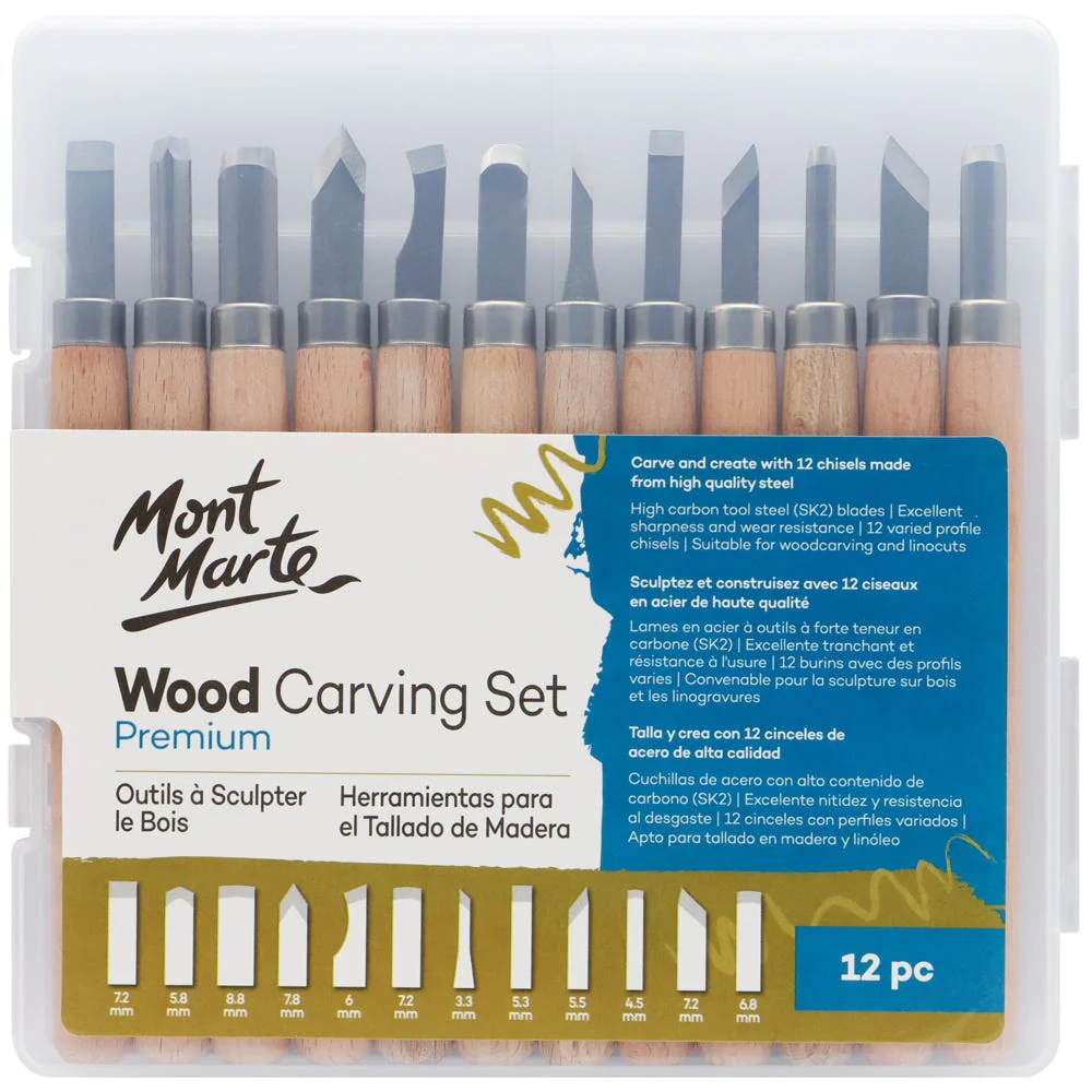 Mont Marte Wood Carving Set Premium 12pc