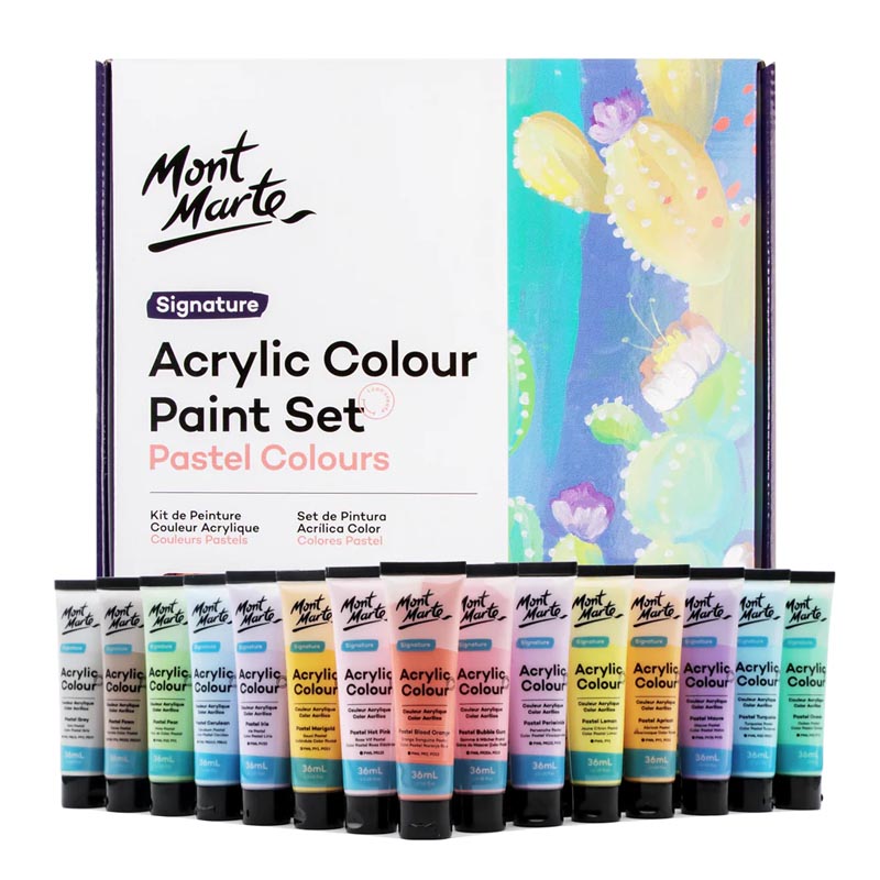 Mont Marte Acrylic Colour Pastel Paint Set 36pc x 36ml